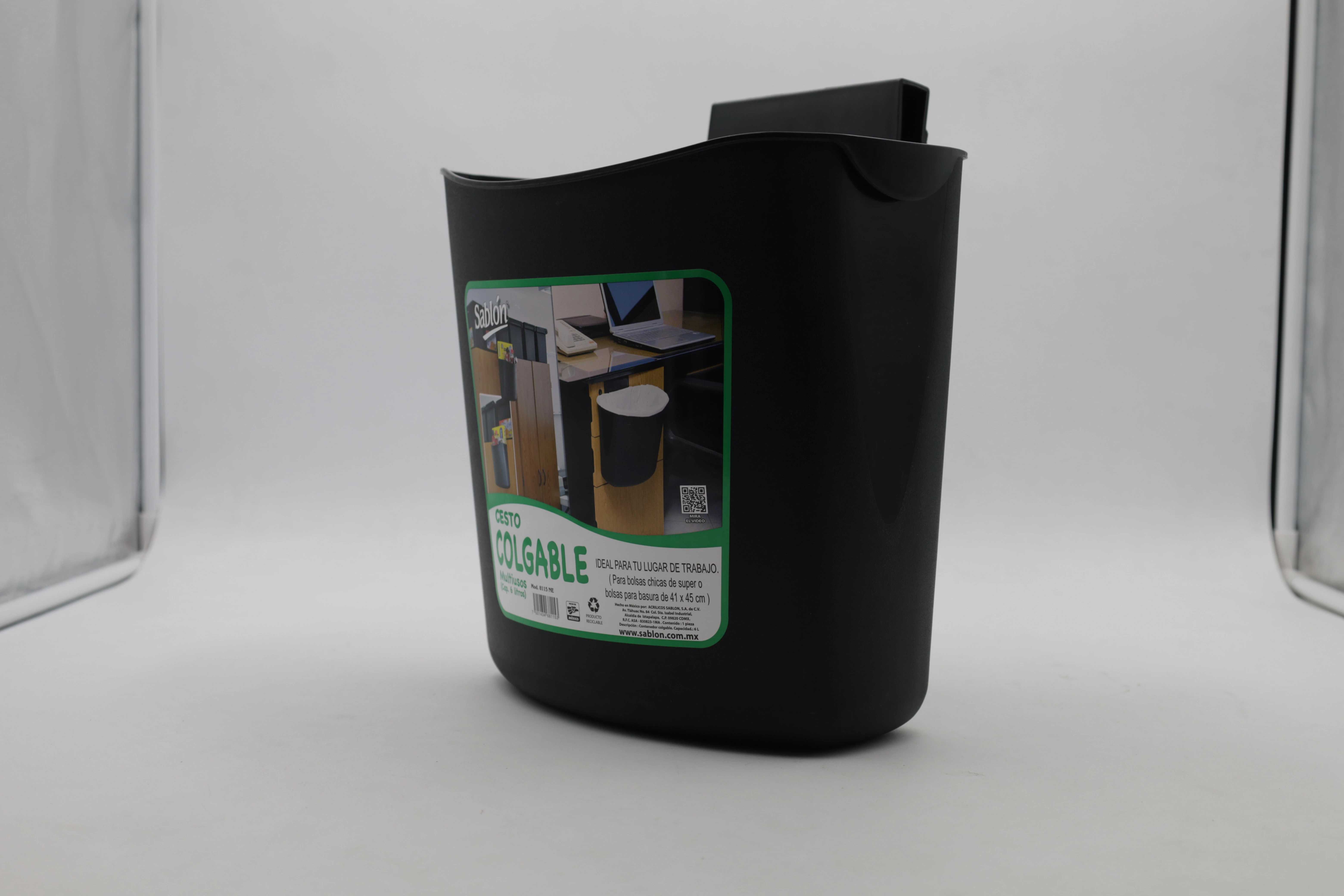 CESTO DE BASURA COLGABLE 8115 NEGRO