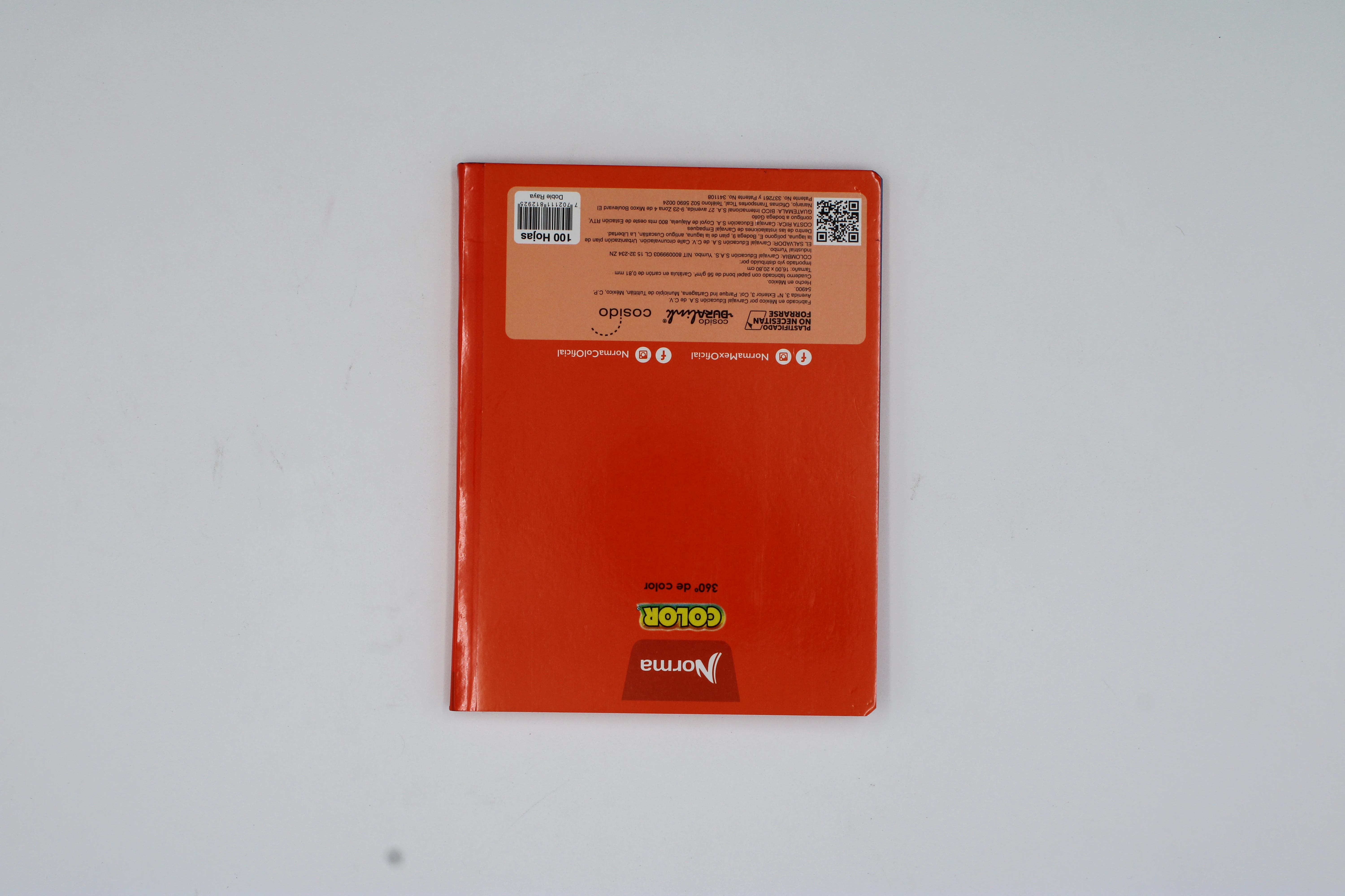 CUADERNO FRANCES 100HJS COSIDO NORMA COLOR 360 DOBLE RAYA