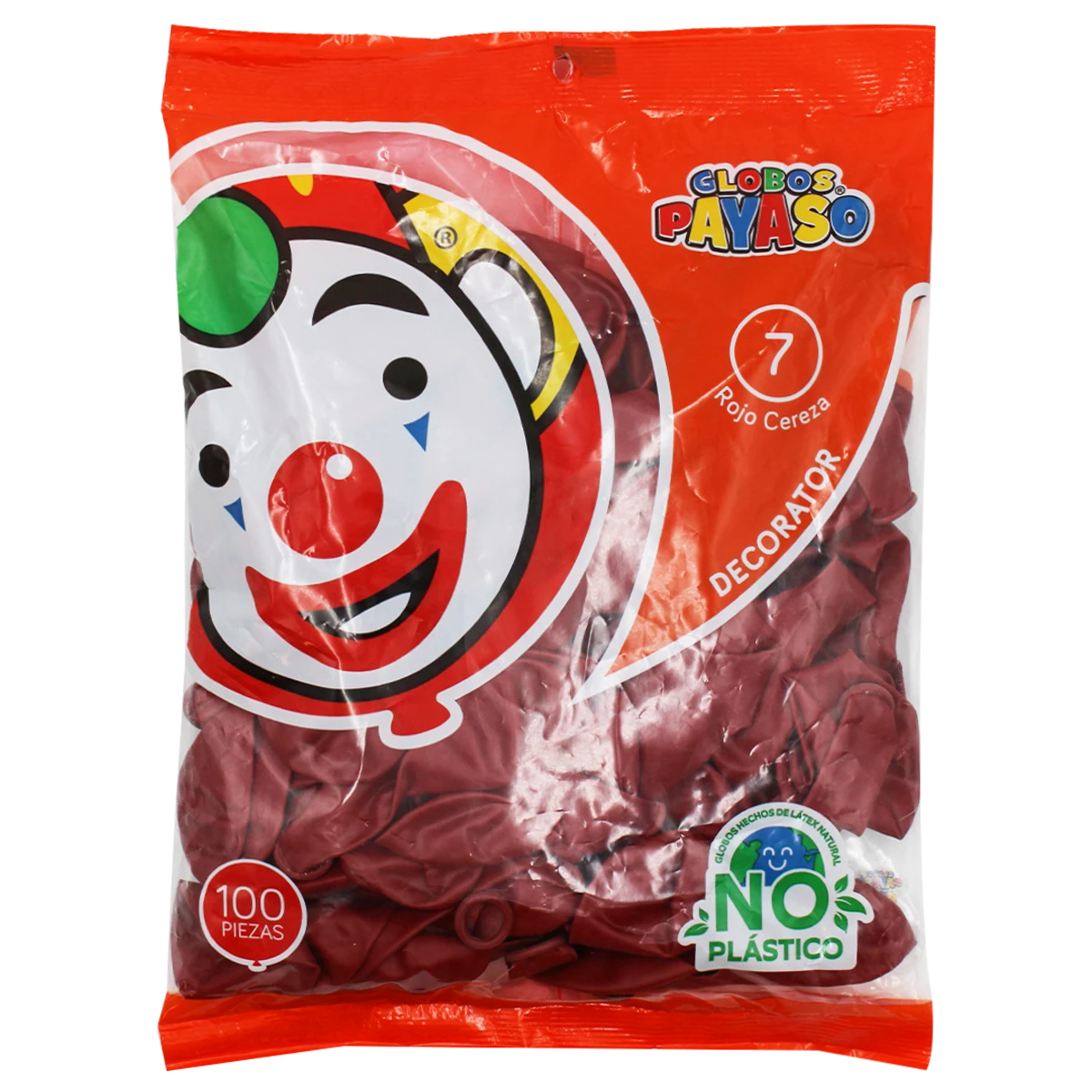 GLOBO FIESTA C/100 NO. 7 ROJO CEREZA