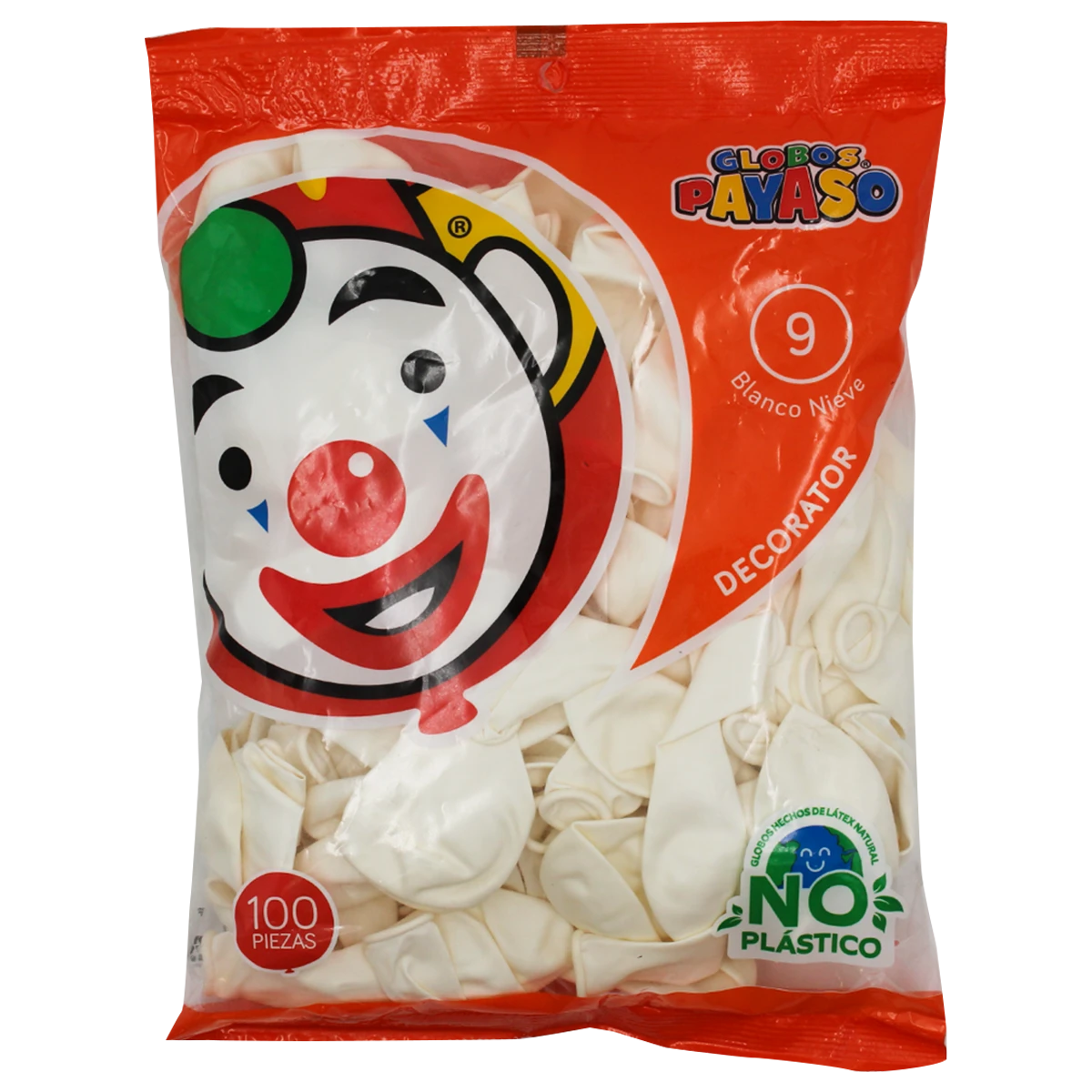GLOBO FIESTA C/100 NO. 9 BLANCO