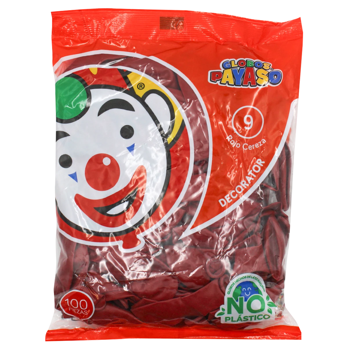 GLOBO FIESTA C/100 NO. 9 ROJO CEREZA