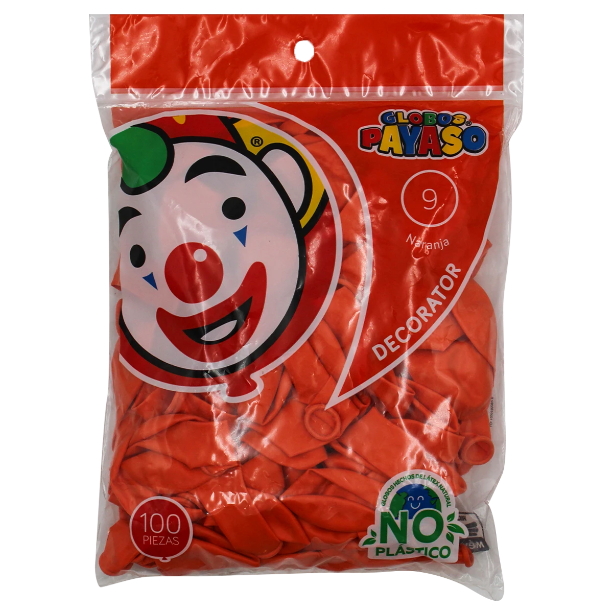 GLOBO FIESTA C/100 NO. 9 NARANJA