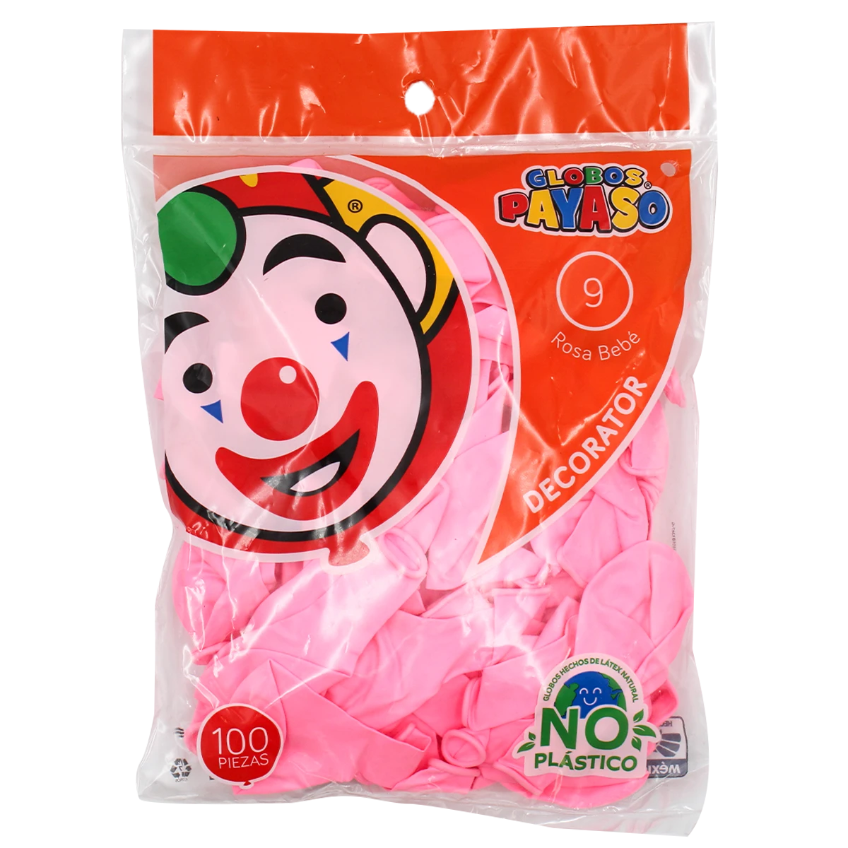 GLOBO FIESTA C/100 NO. 9 ROSA BEBE