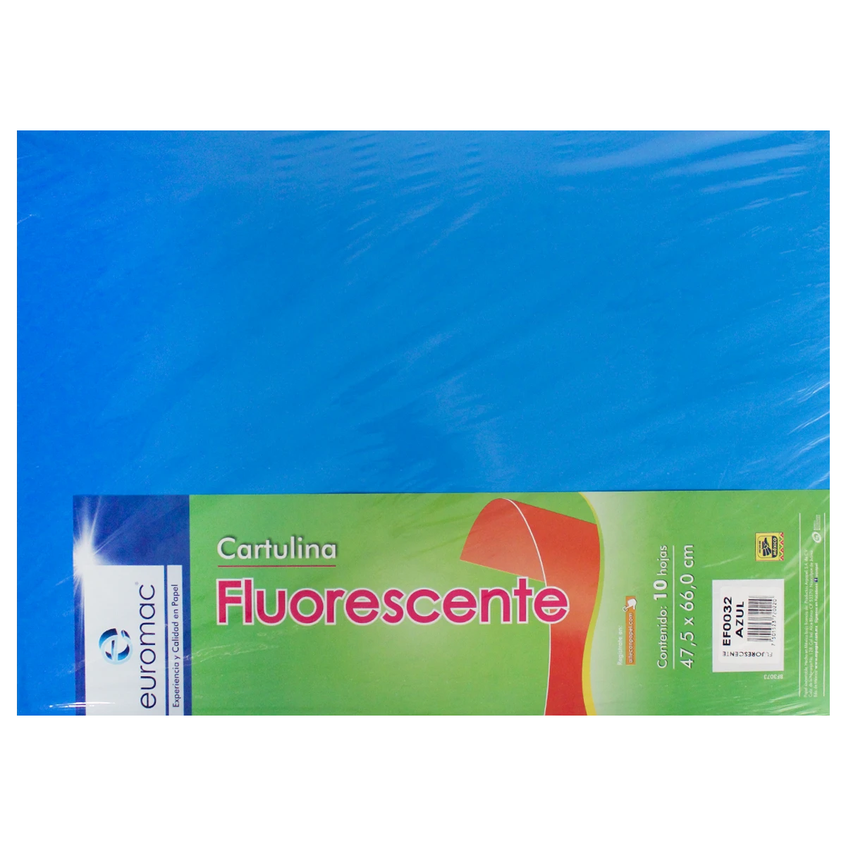 CARTULINA FLUORESCENTE C/10 AZUL MEDIO