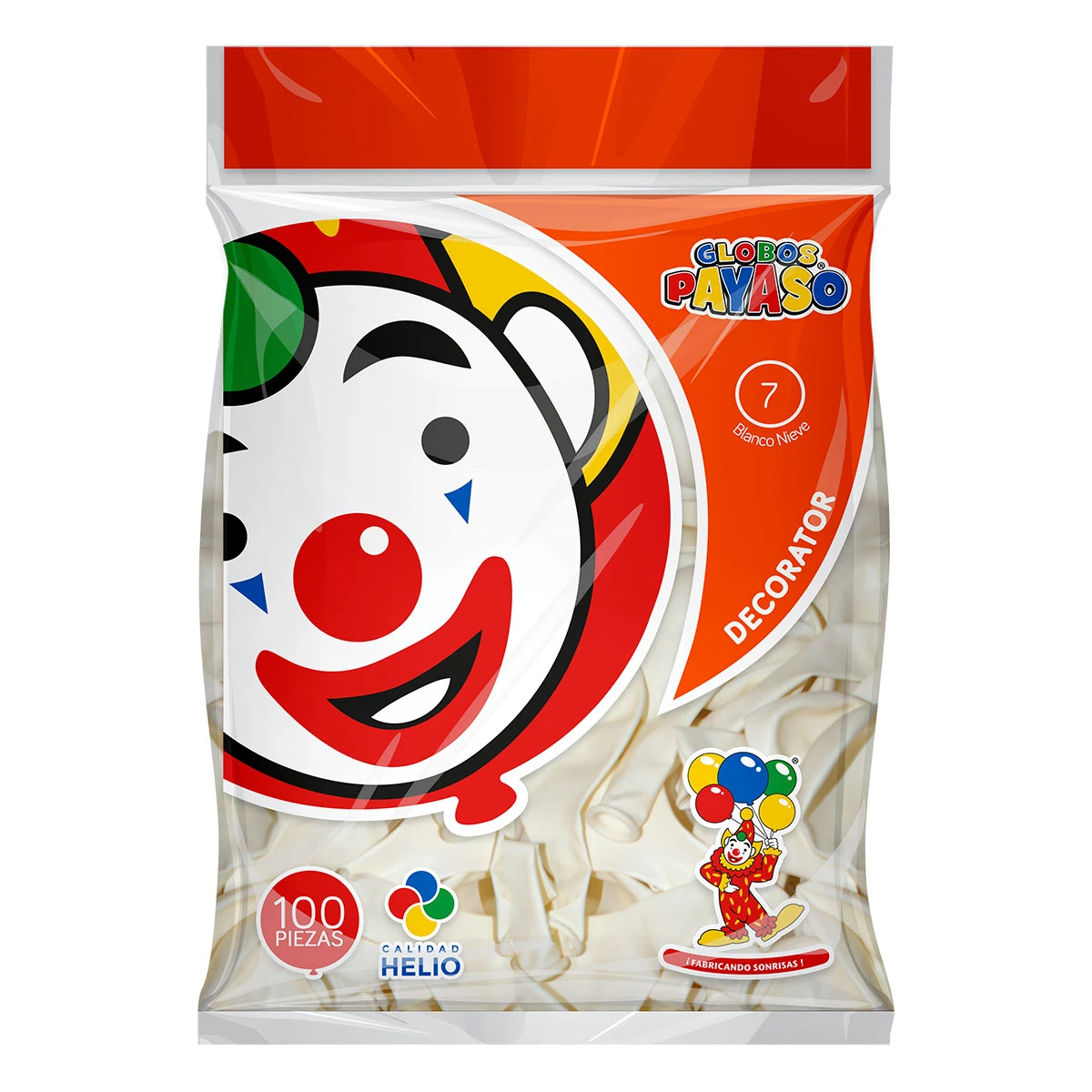 GLOBO FIESTA C/100 NO. 7 BLANCO