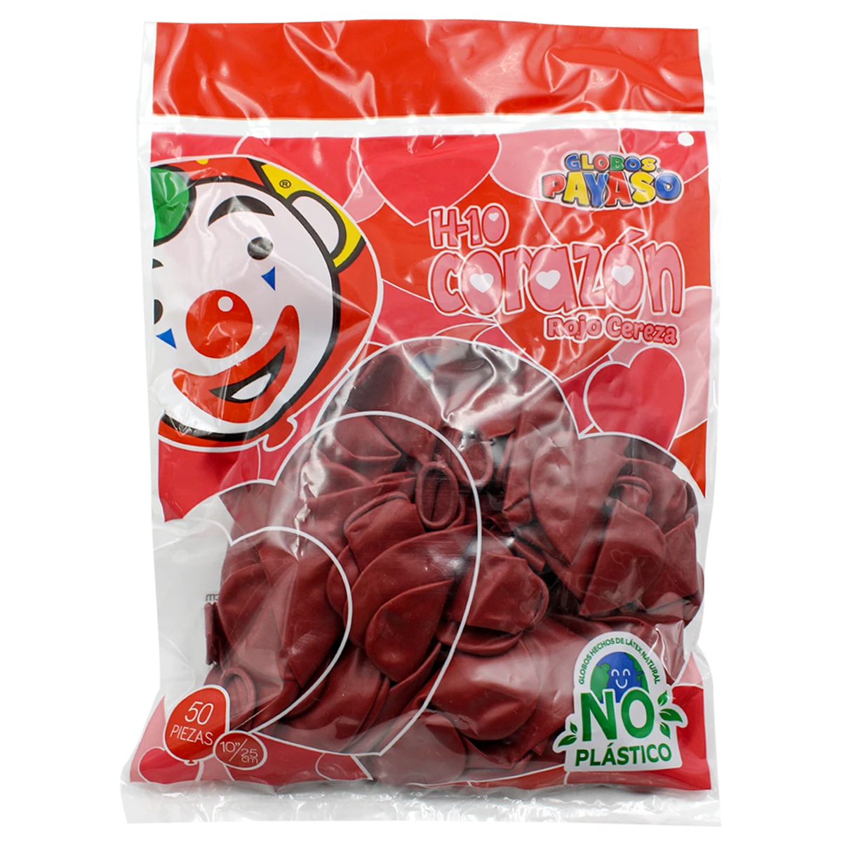 GLOBO CORAZON C/50 H10 ROJO CEREZA