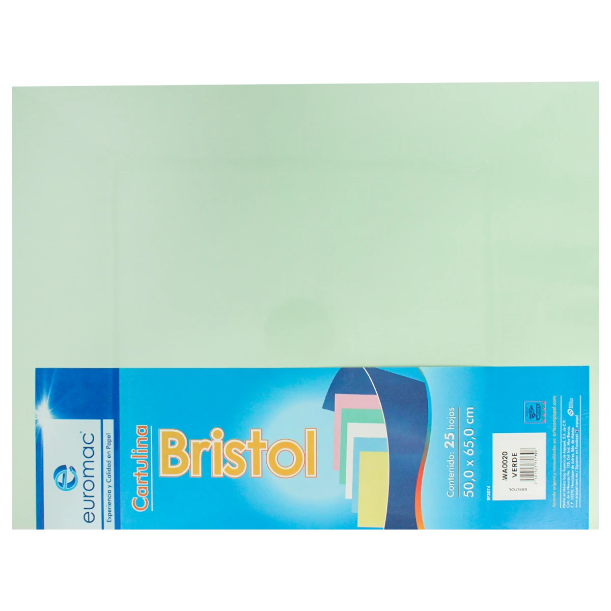 CARTULINA BRISTOL 50X65 C/25 VERDE
