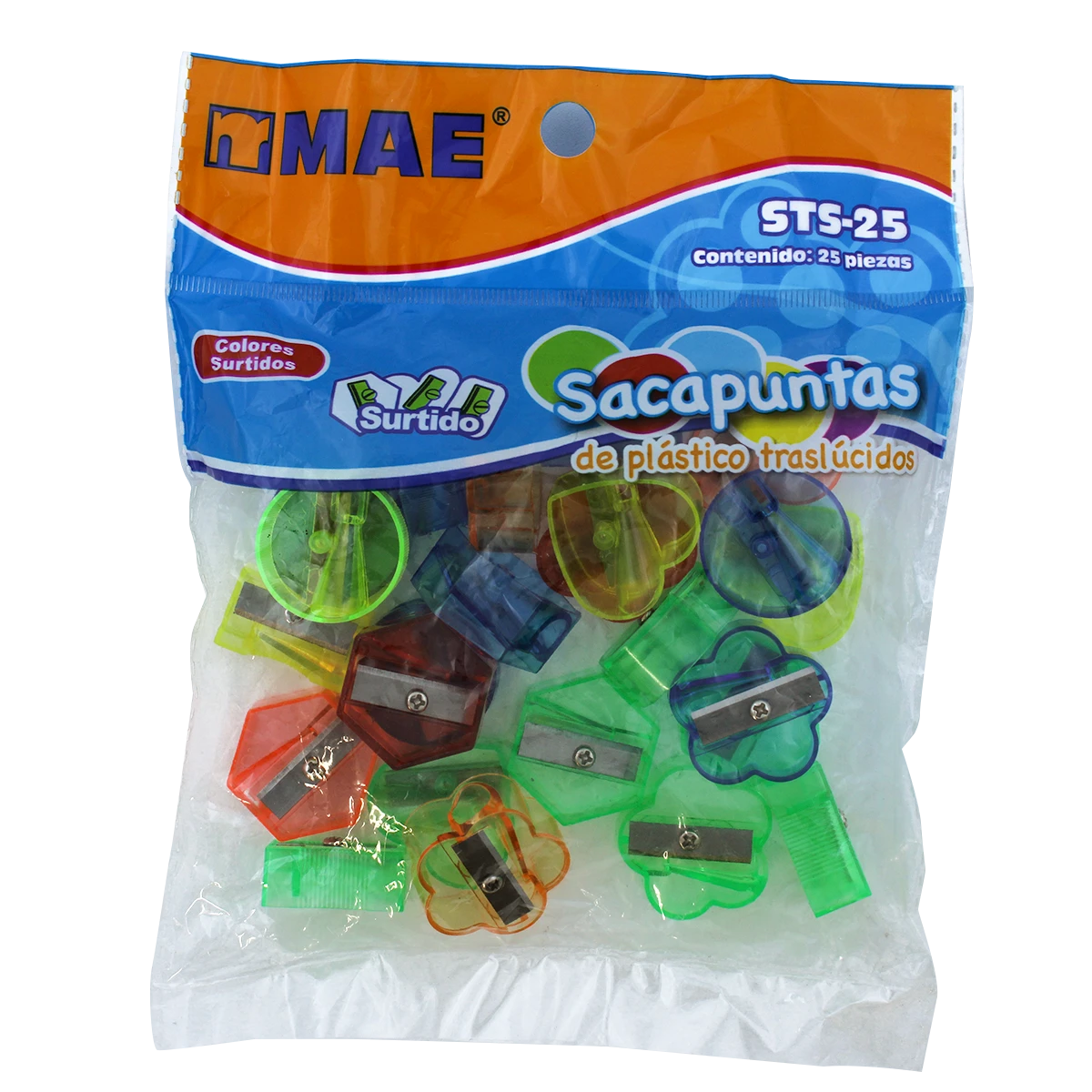 SACAPUNTAS PLASTICO C/25 STS25 TRANSPARENTES