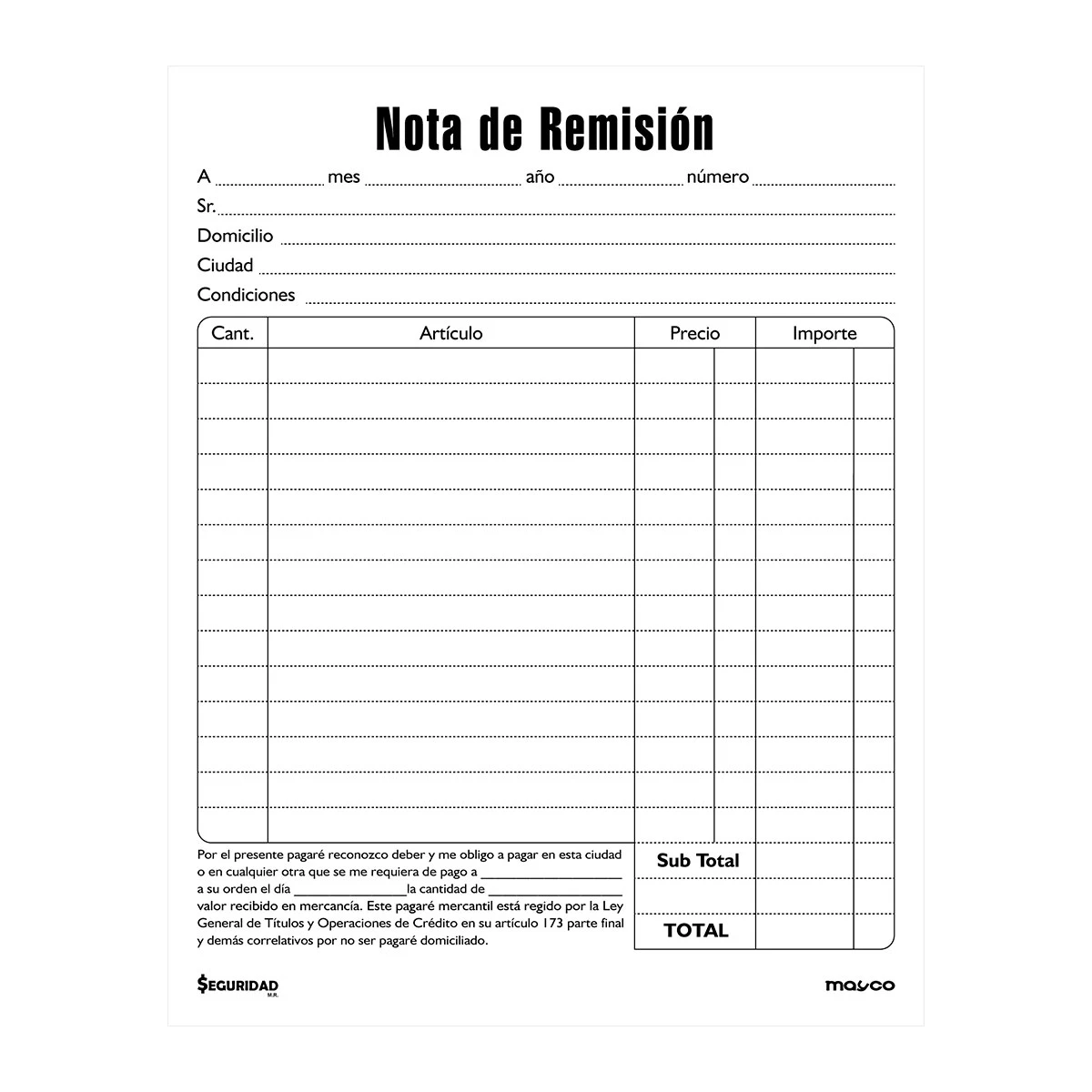 BLOCK REMISION DOLAR ESQUELA 50HJS DUPLICADO RD4