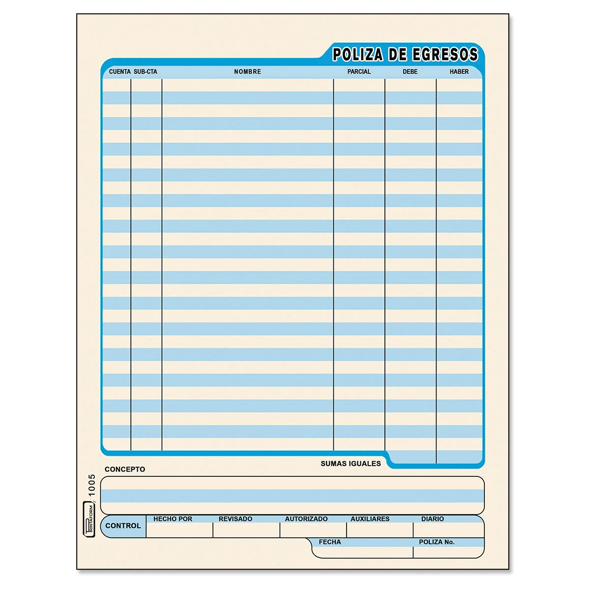BLOCK POLIZA DE EGRESOS 50HJS PRINTA 1005