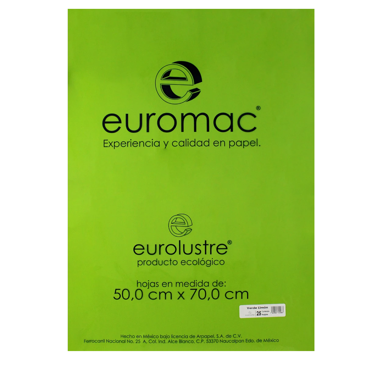PAPEL LUSTRE C/25 VERDE LIMON