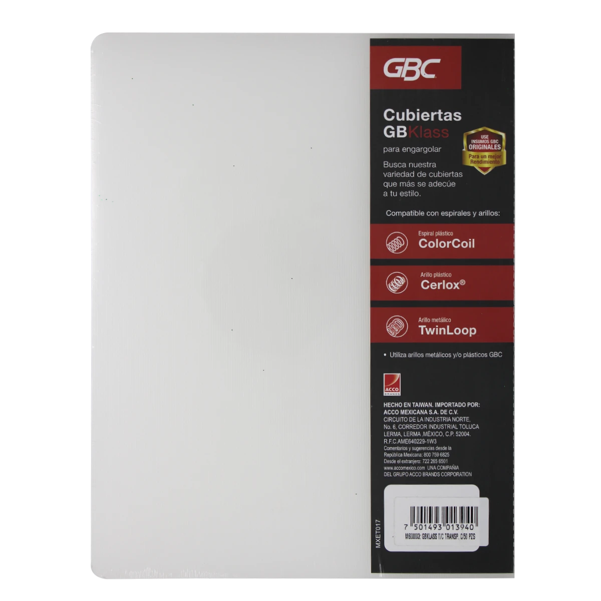 CUBIERTA CARTA GBKLASS 25JGS TRANSPARENTE CRISTAL