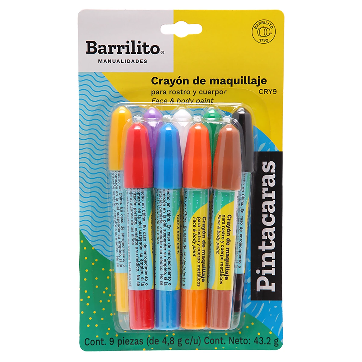 CRAYON PINTA CARA 9 COLORES CRY9