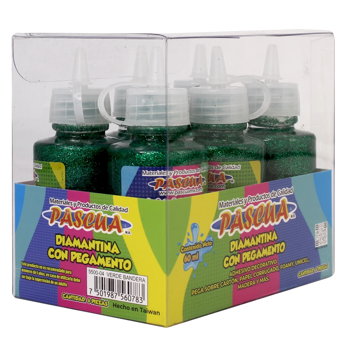 PEGAMENTO CON DIAMANTINA 60ML VERDE BANDERA