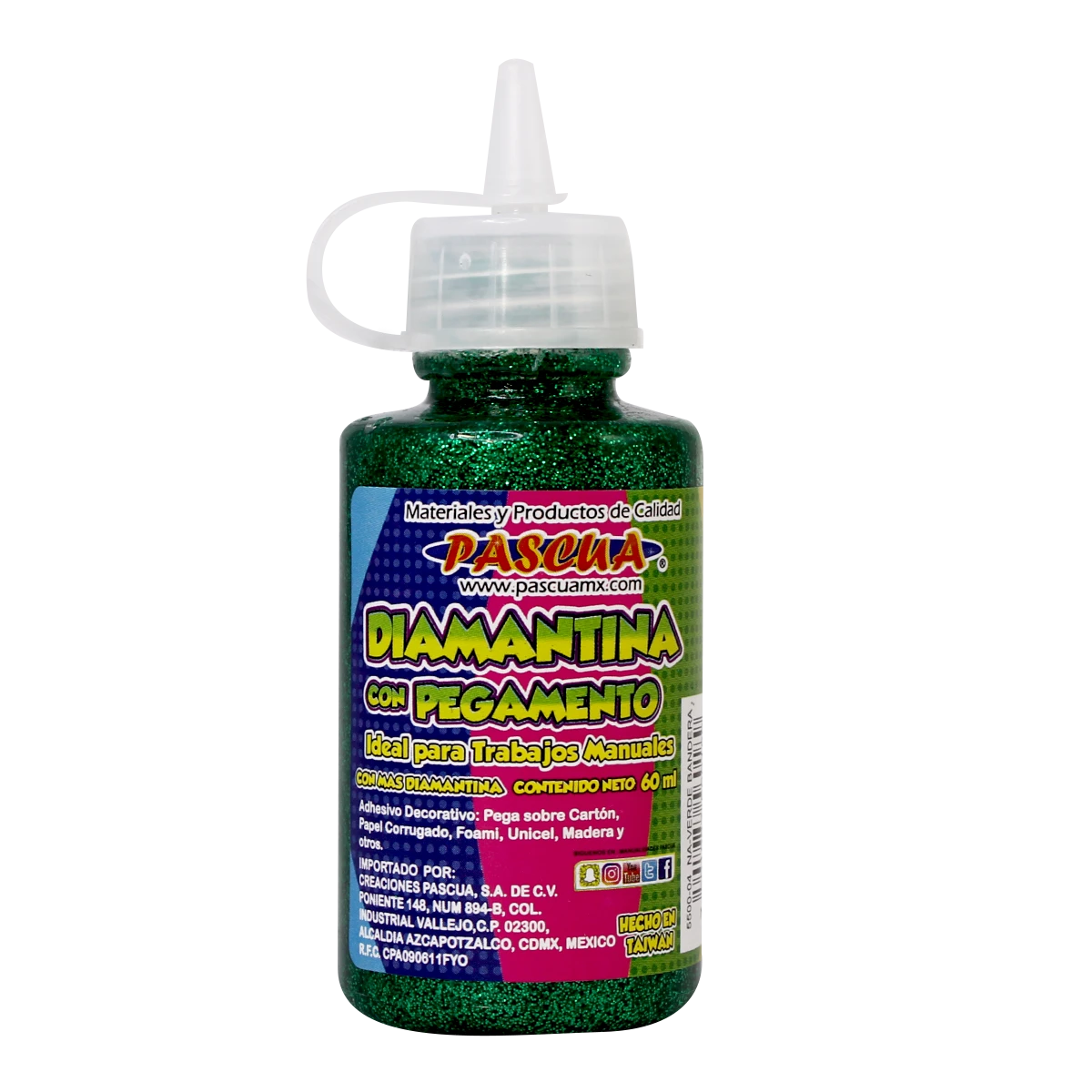 PEGAMENTO CON DIAMANTINA 60ML VERDE BANDERA