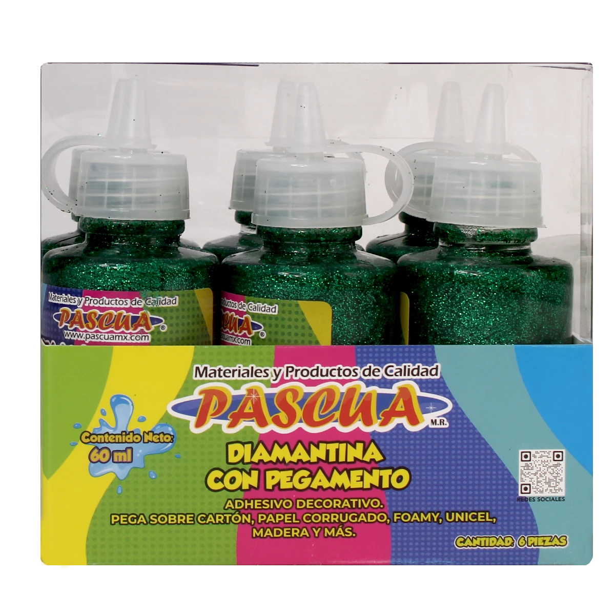 PEGAMENTO CON DIAMANTINA 60ML VERDE BANDERA