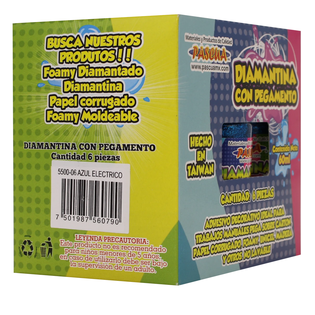 PEGAMENTO CON DIAMANTINA 60ML AZUL ELECTRICO
