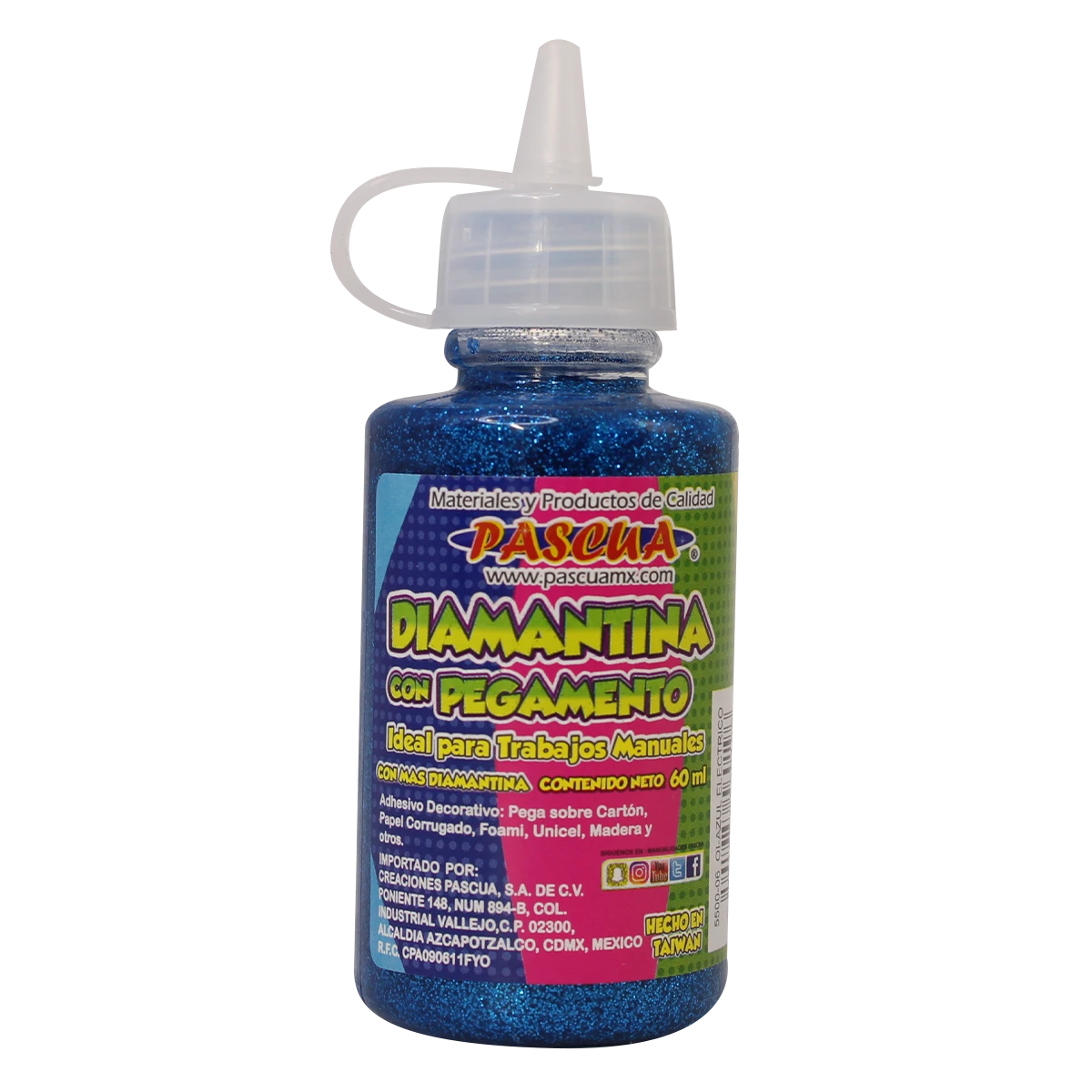 PEGAMENTO CON DIAMANTINA 60ML AZUL ELECTRICO