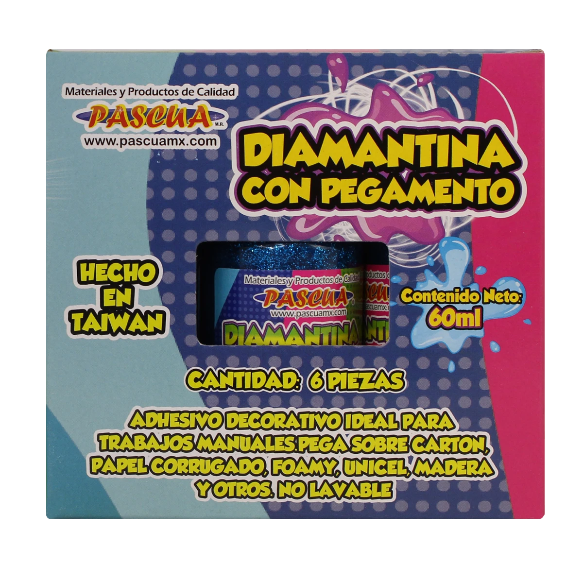 PEGAMENTO CON DIAMANTINA 60ML AZUL ELECTRICO