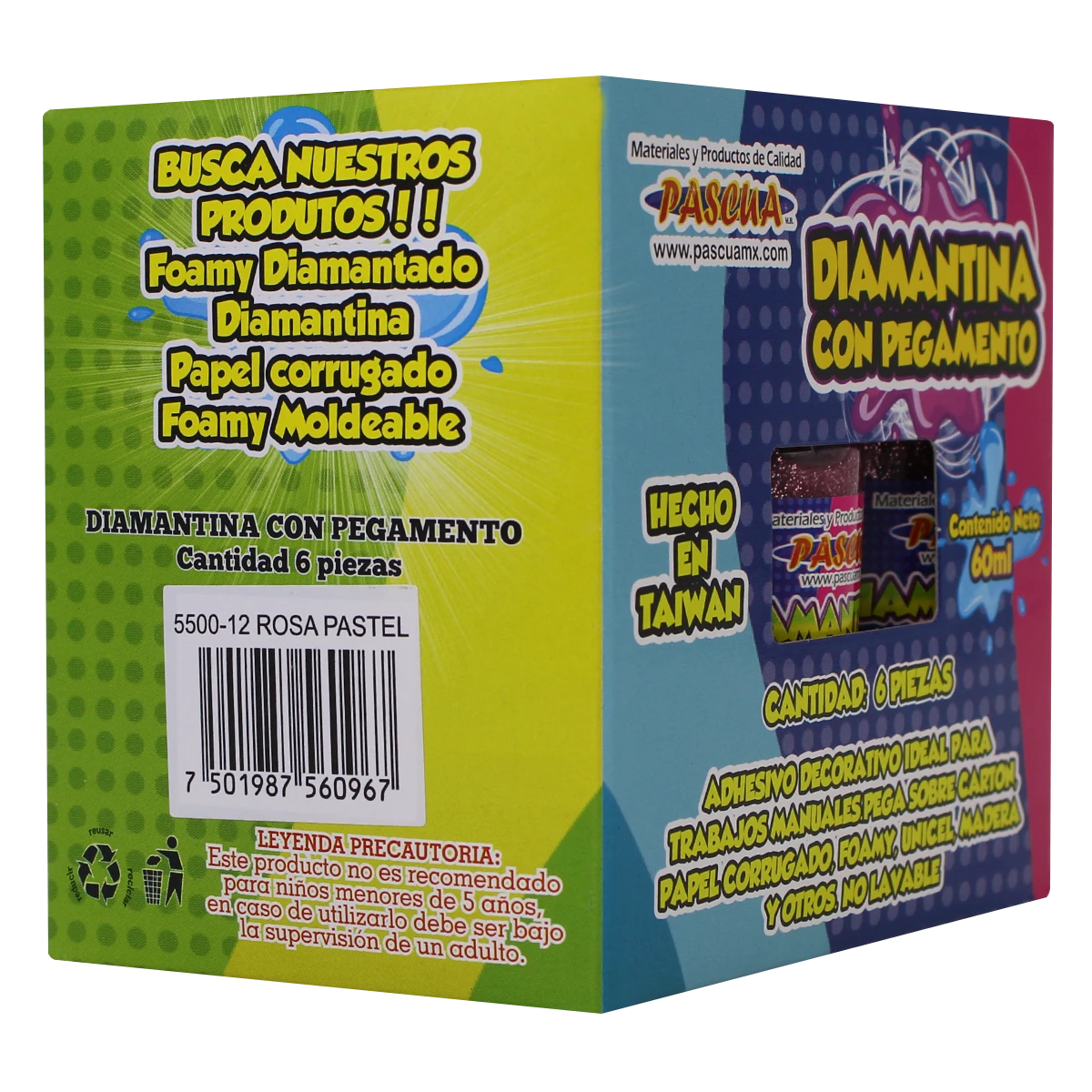 PEGAMENTO CON DIAMANTINA 60ML ROSA PASTEL