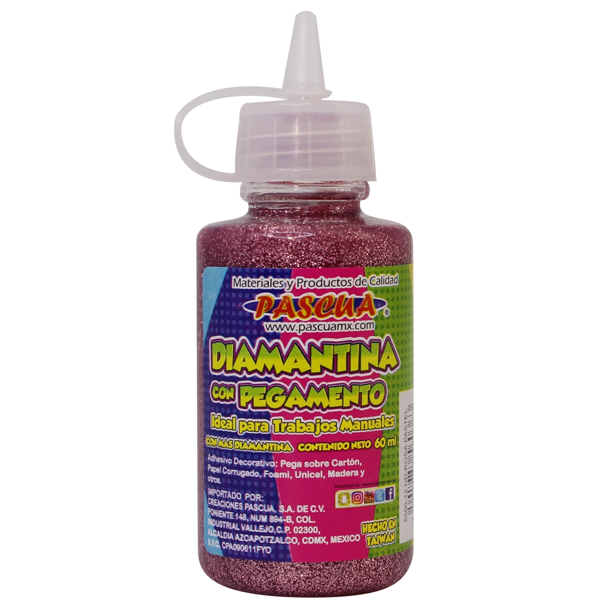 PEGAMENTO CON DIAMANTINA 60ML ROSA PASTEL