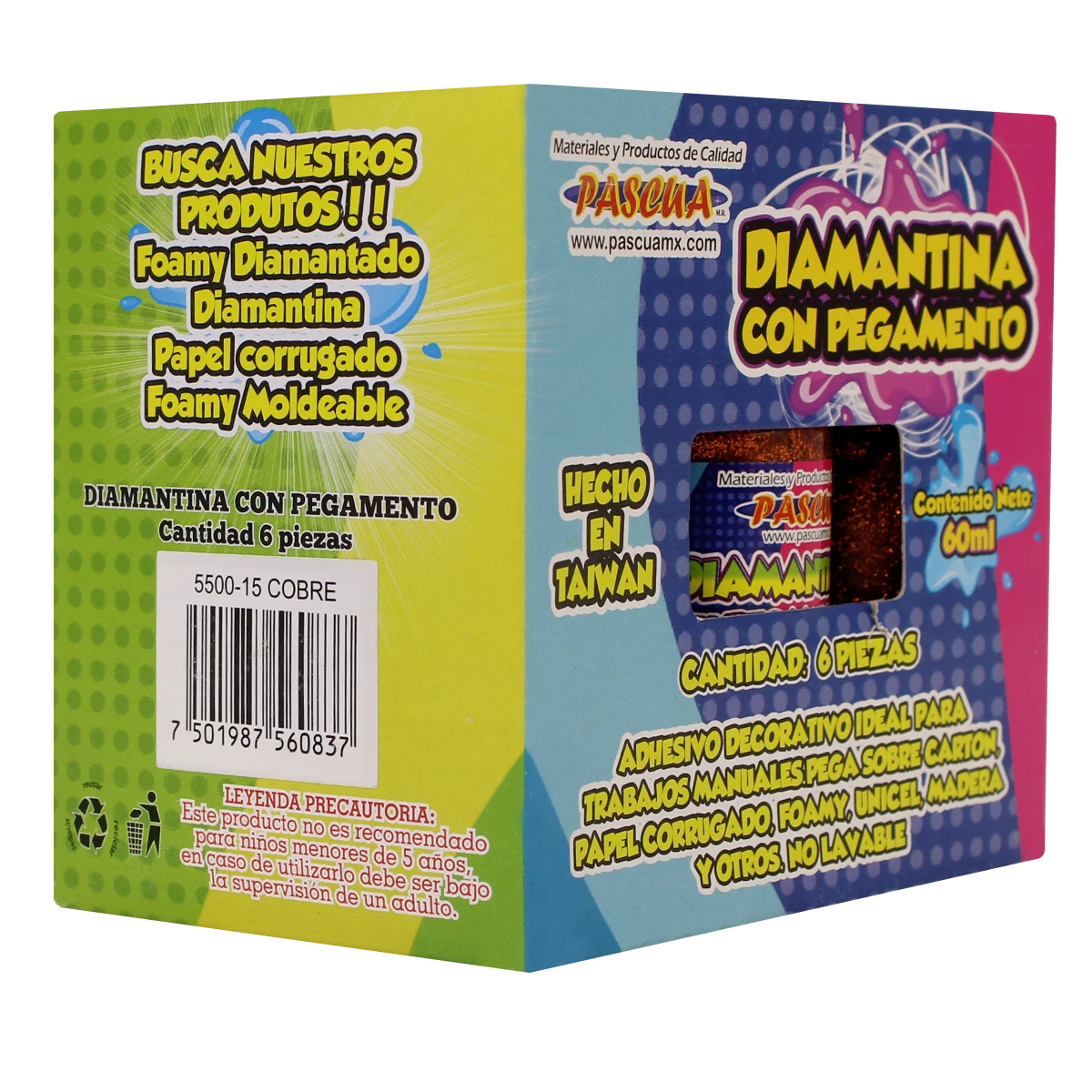 PEGAMENTO CON DIAMANTINA 60ML COBRE