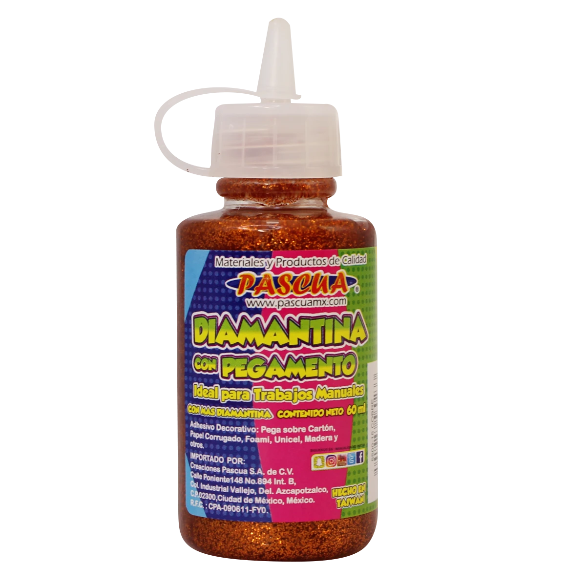 PEGAMENTO CON DIAMANTINA 60ML COBRE