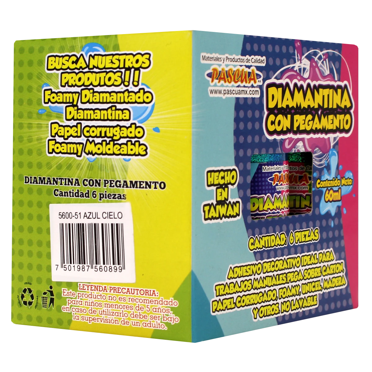 PEGAMENTO CON DIAMANTINA 60ML AZUL CIELO