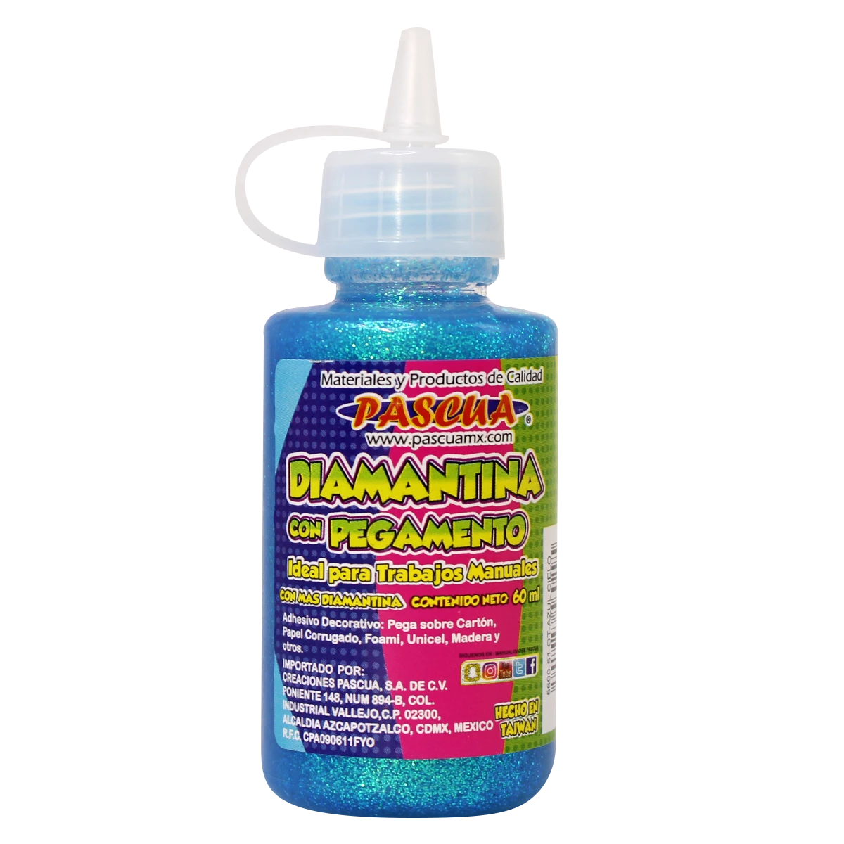 PEGAMENTO CON DIAMANTINA 60ML AZUL CIELO