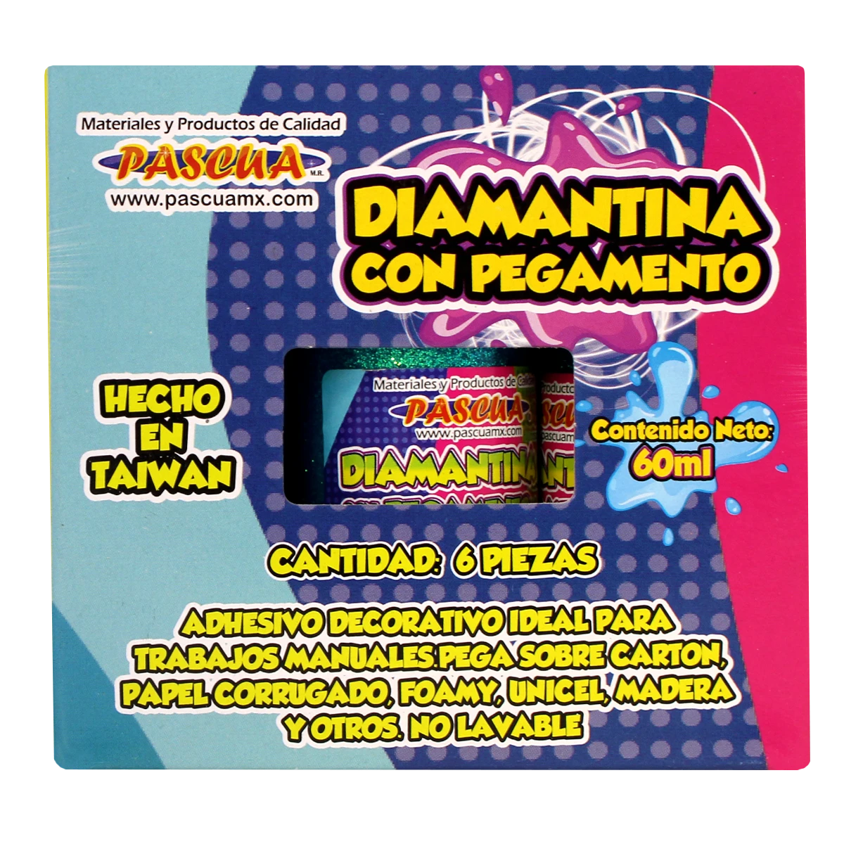 PEGAMENTO CON DIAMANTINA 60ML AZUL CIELO