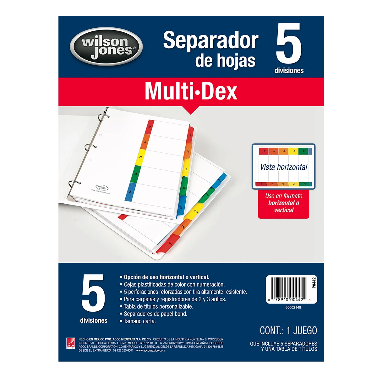 SEPARADOR CARTA MULTIDEX 5 DIV P0442