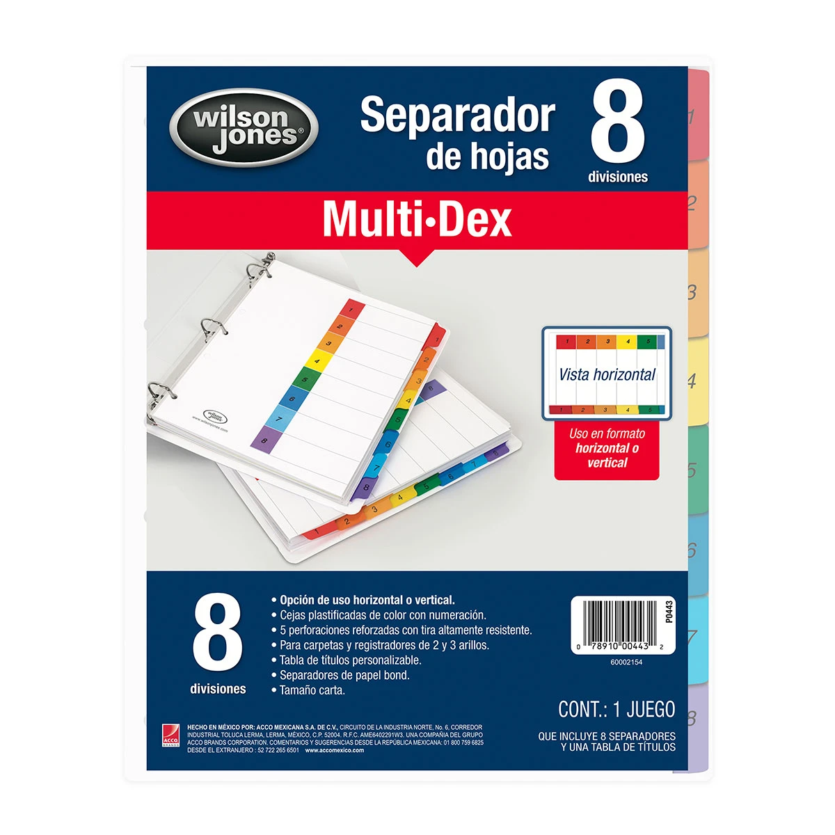 SEPARADOR CARTA MULTIDEX  8 DIV P0443