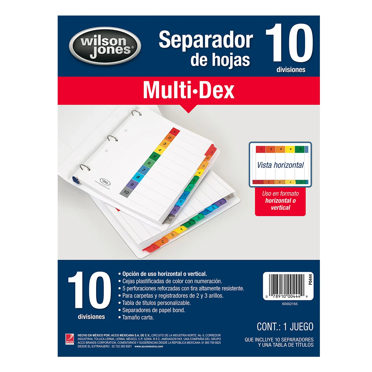 SEPARADOR CARTA MULTIDEX 10 DIV P0444
