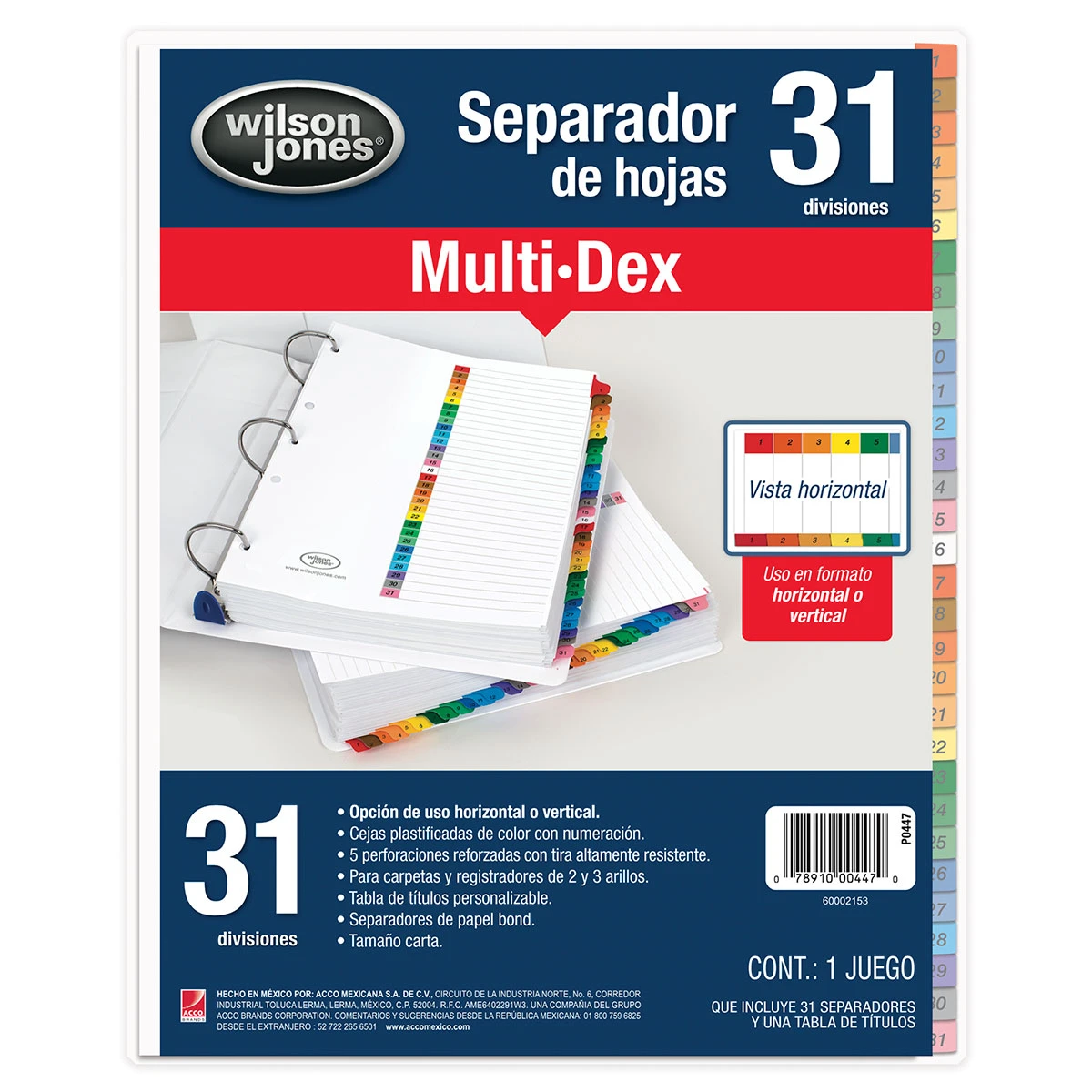 SEPARADOR CARTA MULTIDEX  1 AL 31 P0447