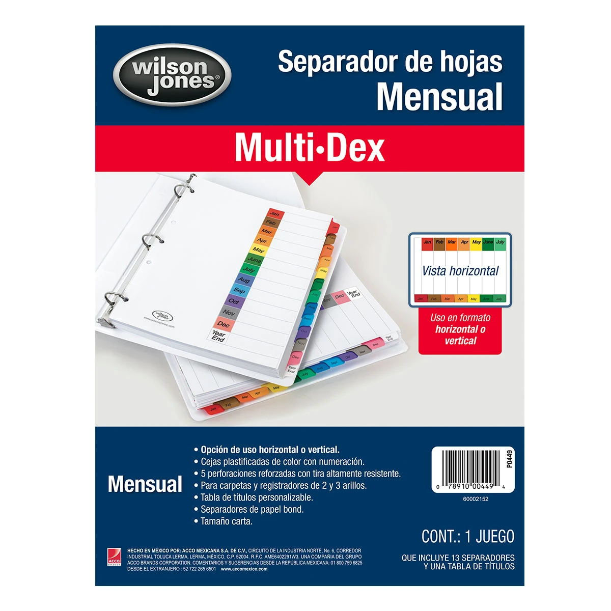 SEPARADOR CARTA MULTIDEX MENSUAL P0449