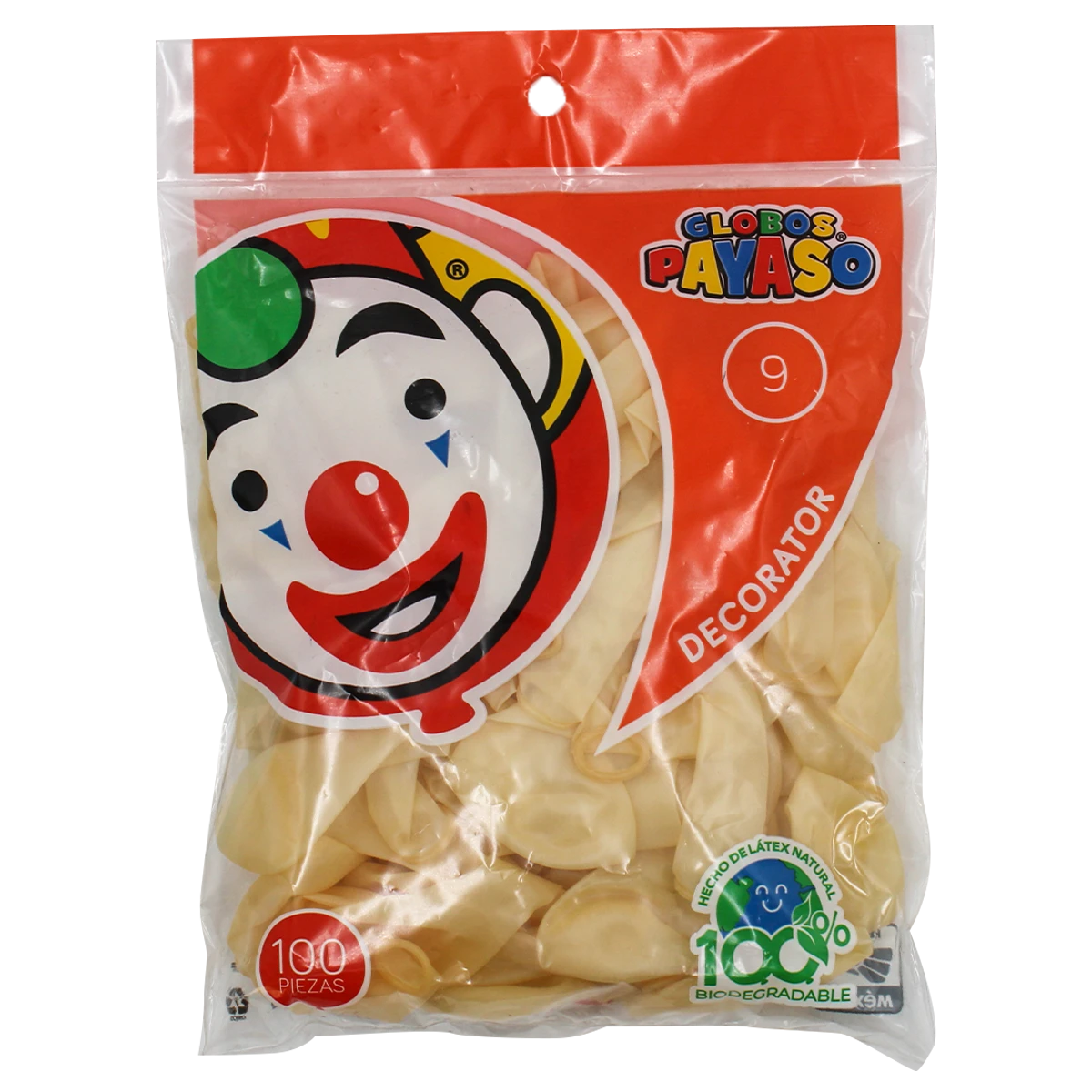 GLOBO PAYASO C/100 NO. 9 TRANSPARENTE