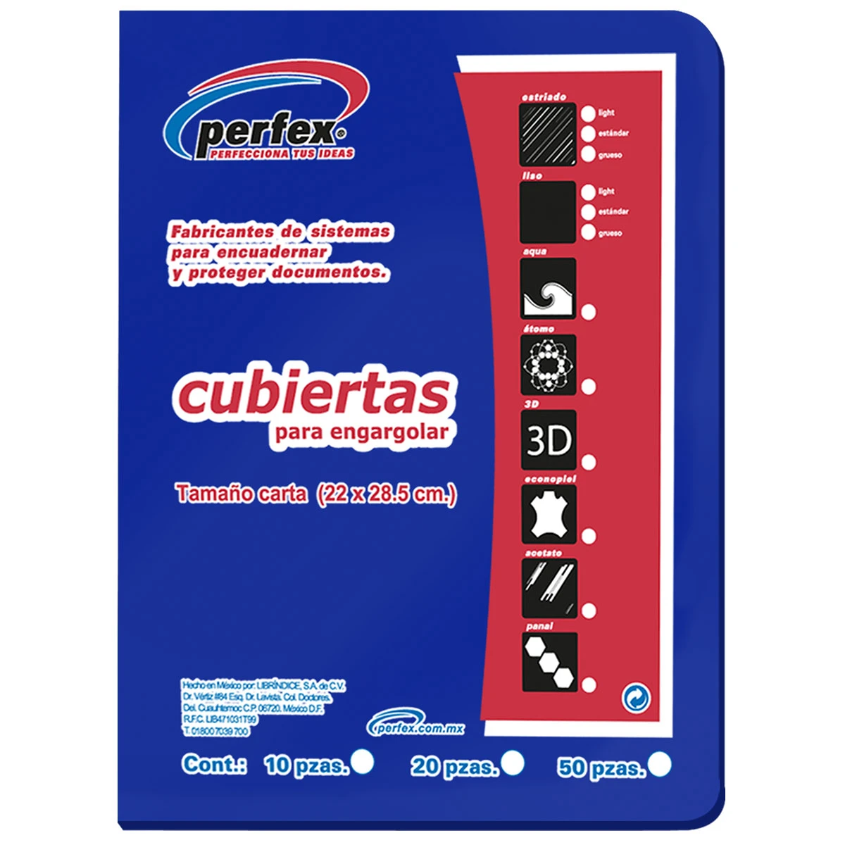 CUBIERTA CARTA LISA 14PTS C/50 AZUL MEDIO