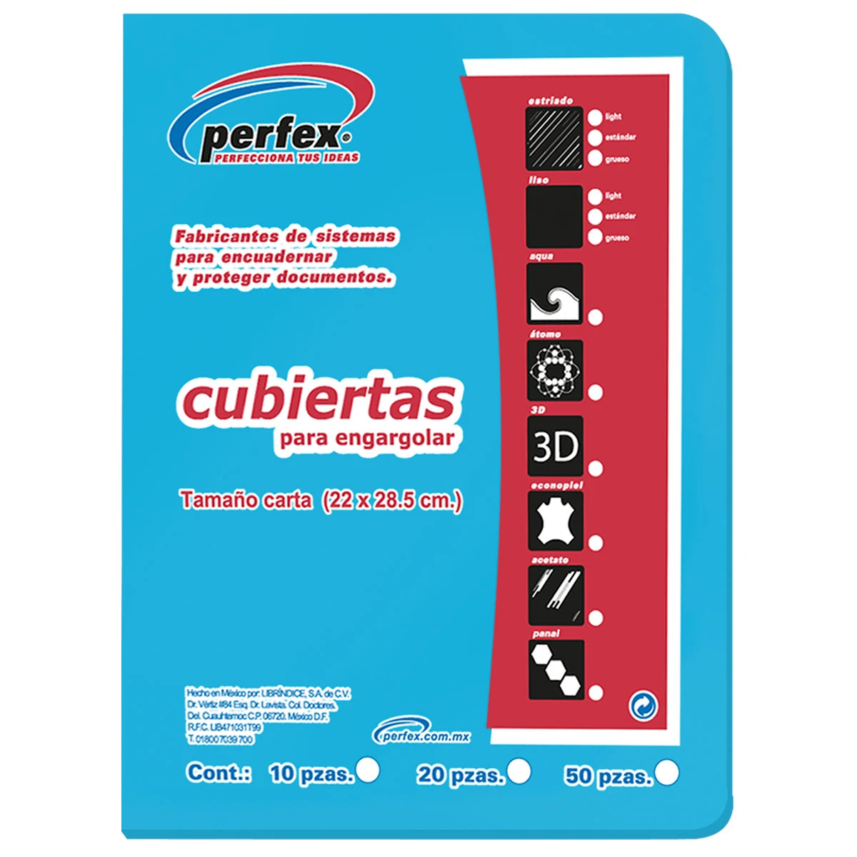 CUBIERTA CARTA LISA 14PTS C/50 AZUL CLARO