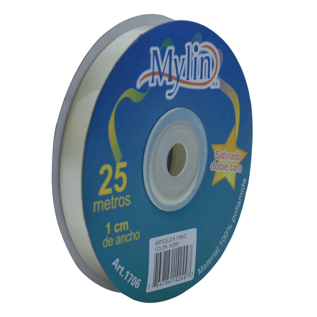 LISTON SATINADO 10 X 25MTS 1706 MARFIL