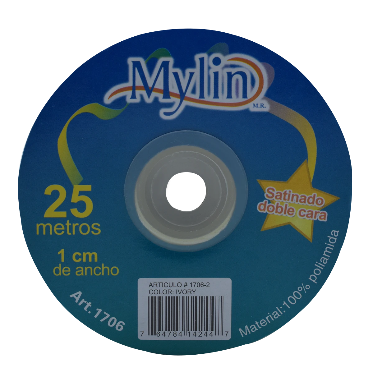 LISTON SATINADO 10 X 25MTS 1706 MARFIL
