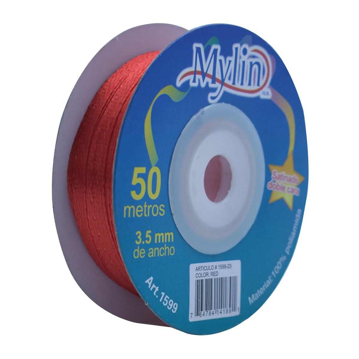LISTON SATIN DOBLE 3.5X50M 1599 ROJO