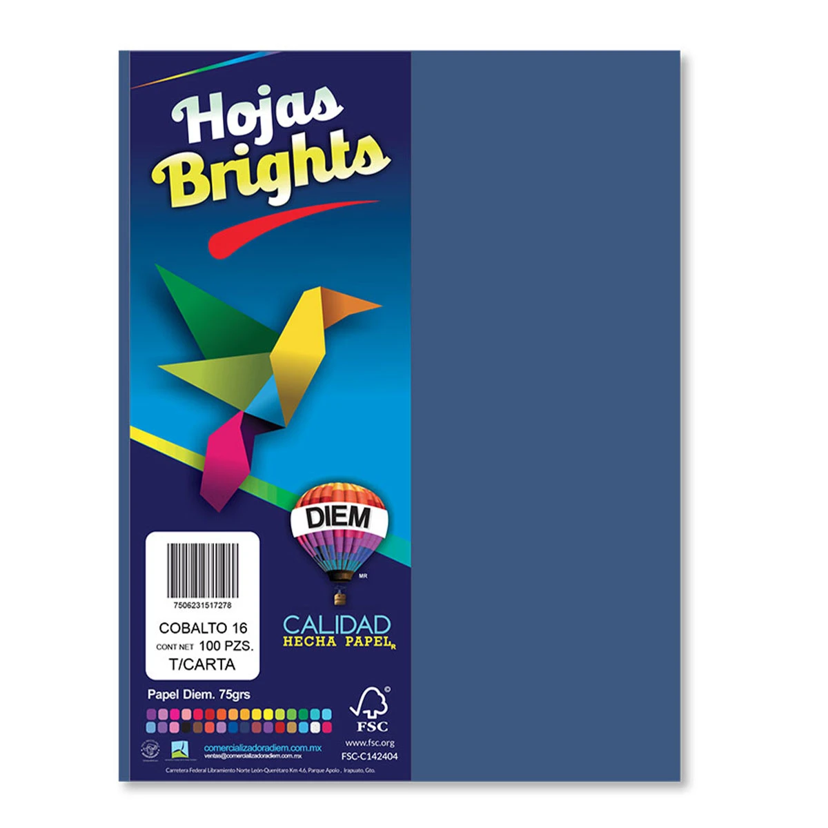 HOJA CARTA FLUORESCENTE C/100 100F16 COBALTO