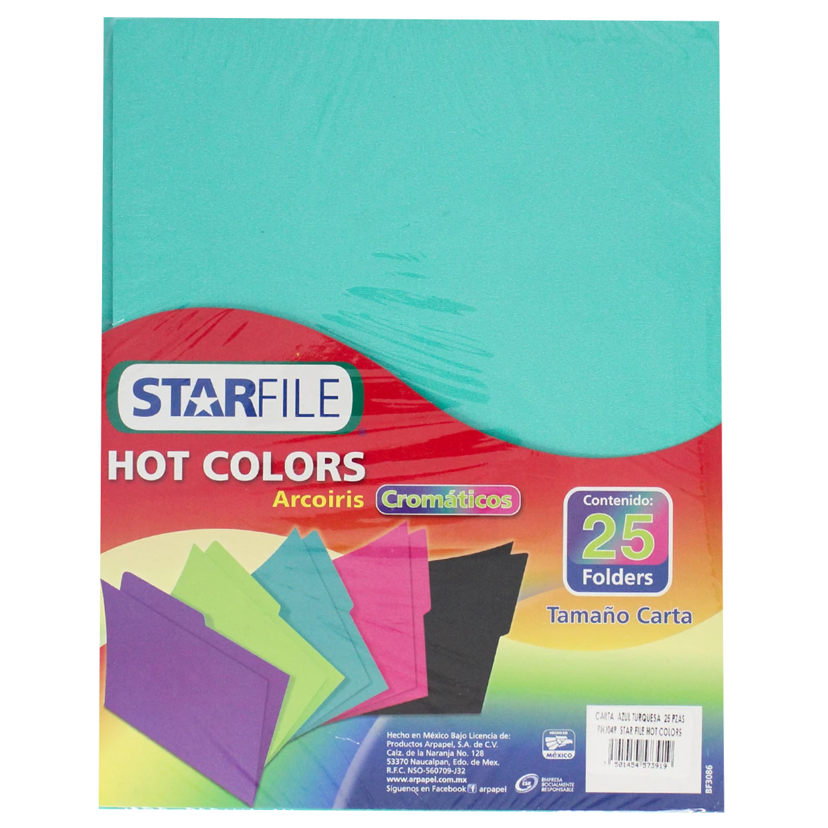 FOLDER CARTA C/25 HOT COLORS TURQUESA