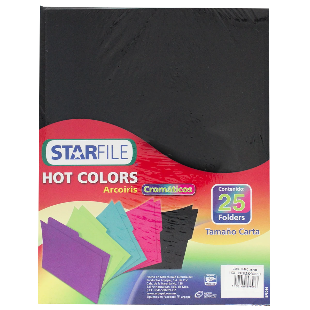 FOLDER CARTA C/25 HOT COLORS NEGRO