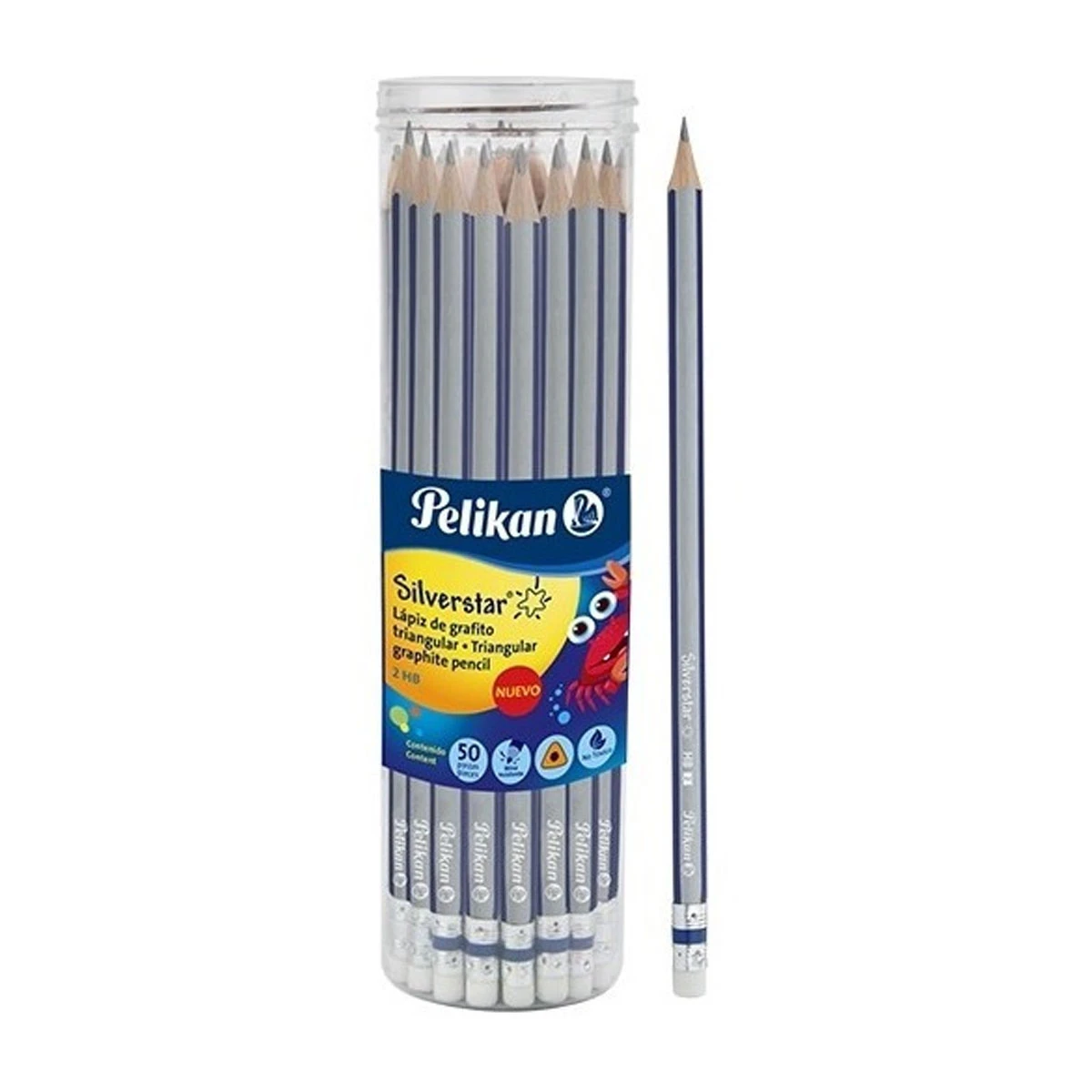 LAPIZ DE GRAFITO NO. 2 HB C/50 TRIANGULAR SILVERSTAR