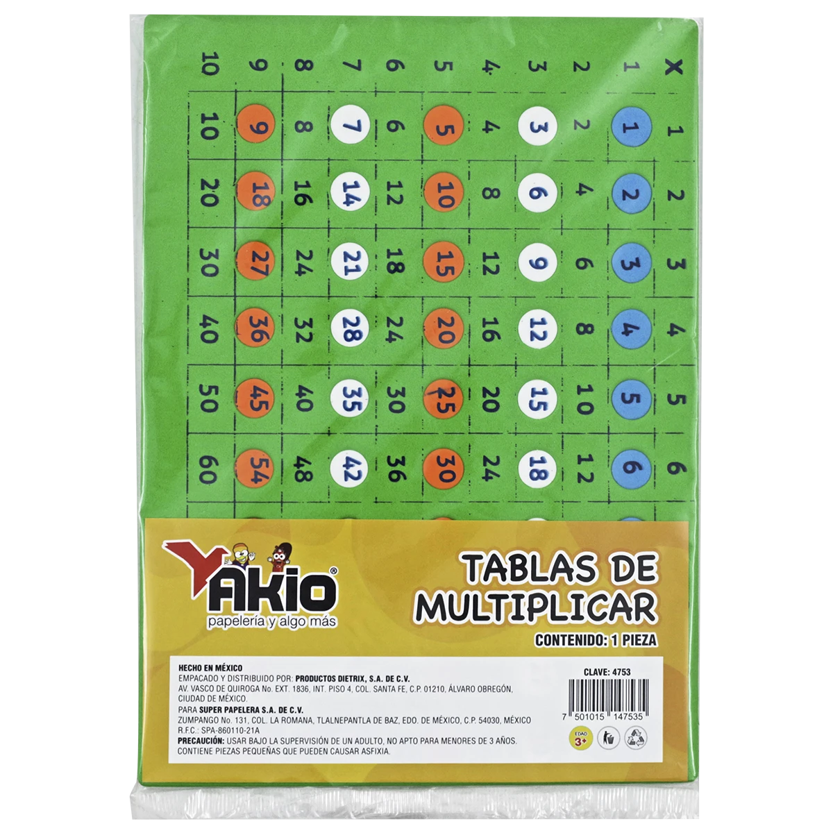 FOAMY DIDACTICO AKIO 4753 TABLAS MULTIPLICAR