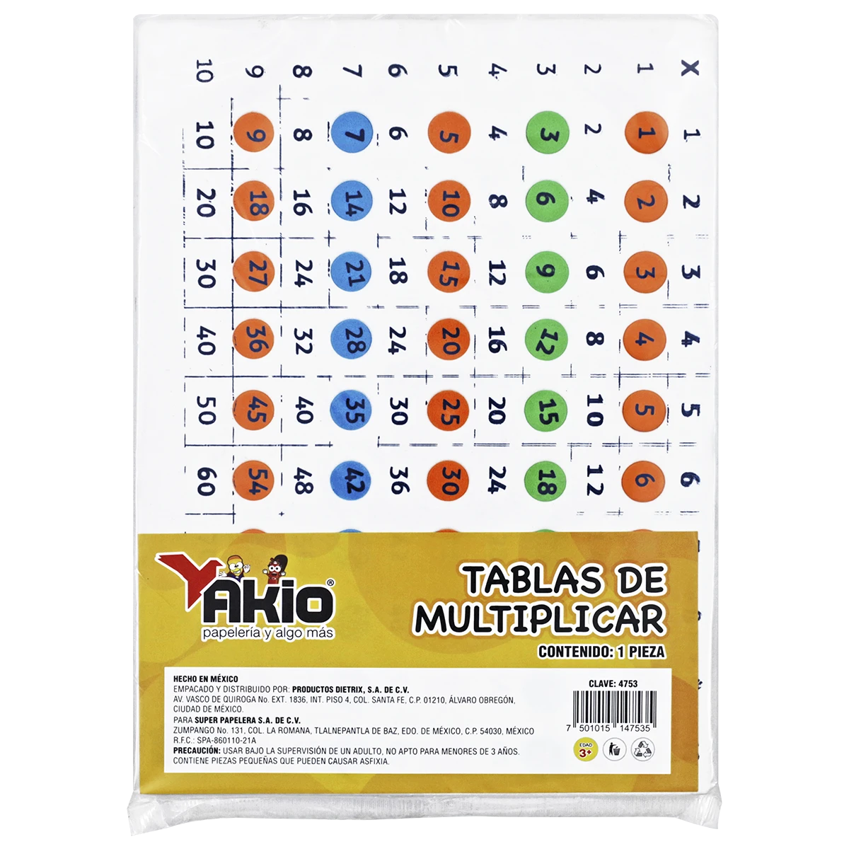 FOAMY DIDACTICO AKIO 4753 TABLAS MULTIPLICAR