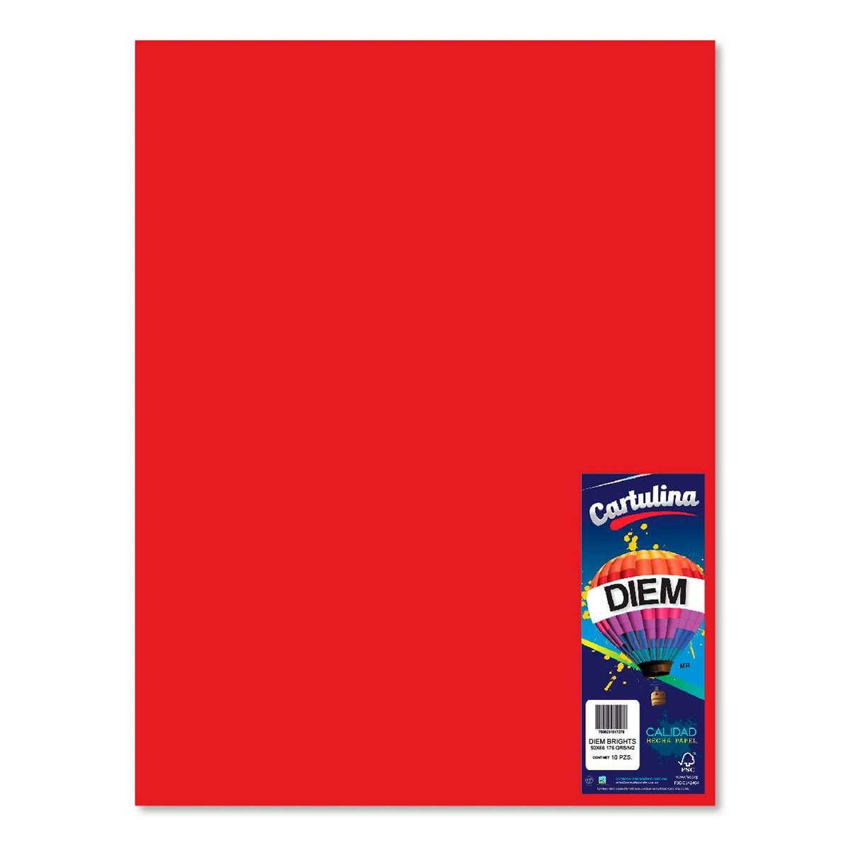 CARTULINA 50X66CM 176GRS C/10 ROJO