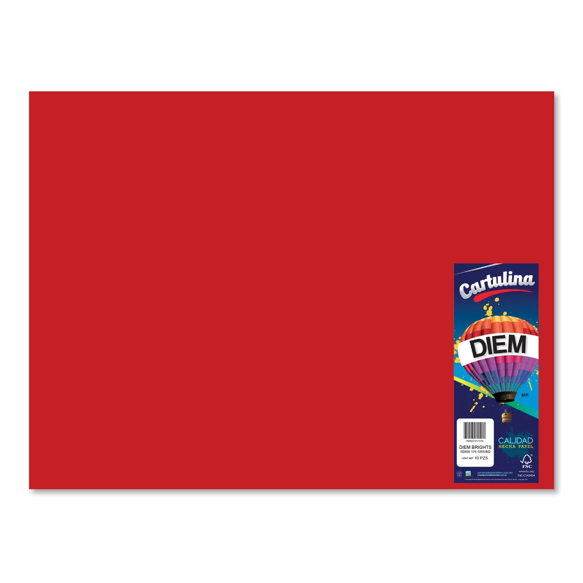 CARTULINA 50X66CM 176GRS C/10 ROJO INTENSO