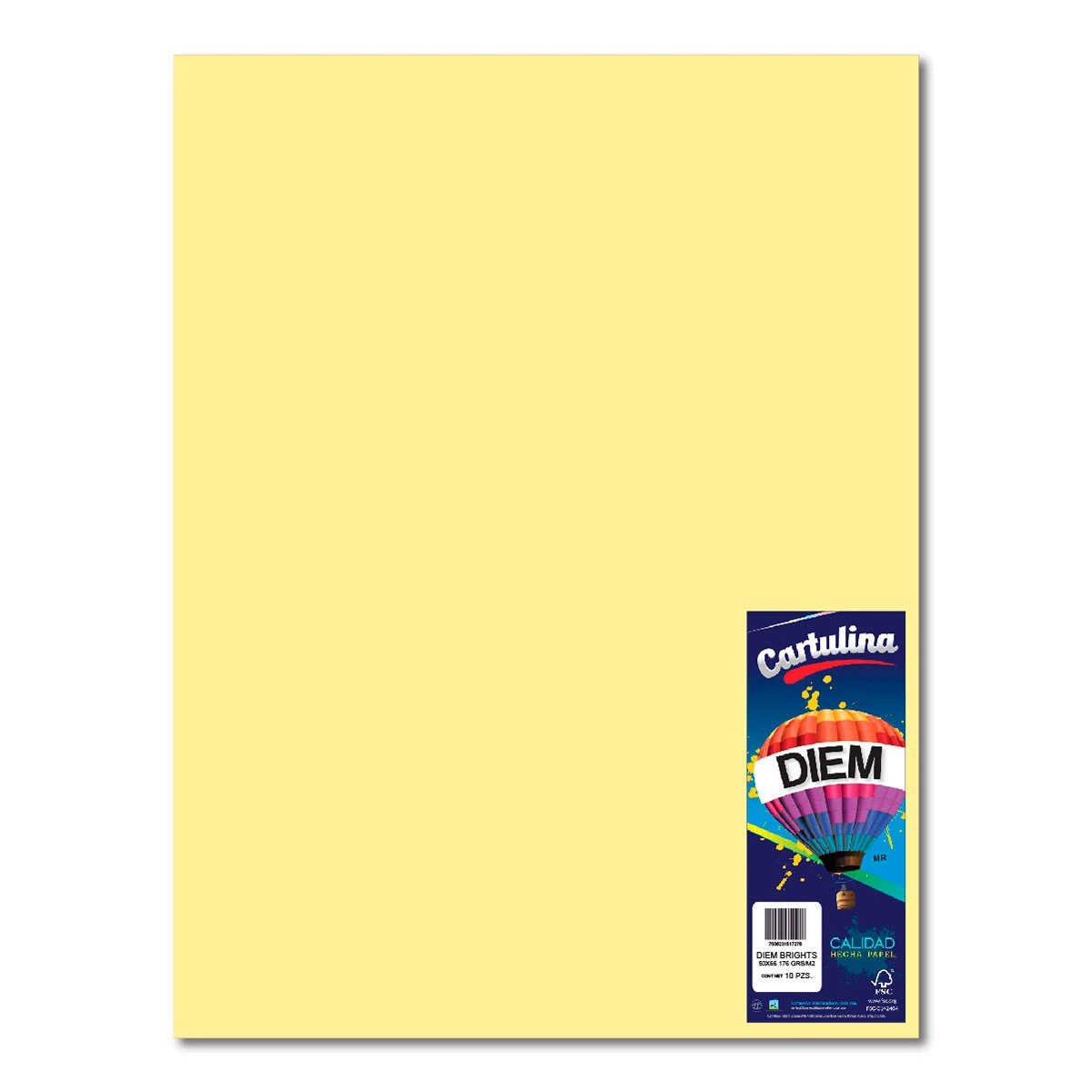 CARTULINA 50X66CM 176GRS C/10 PASTEL AMARILLO